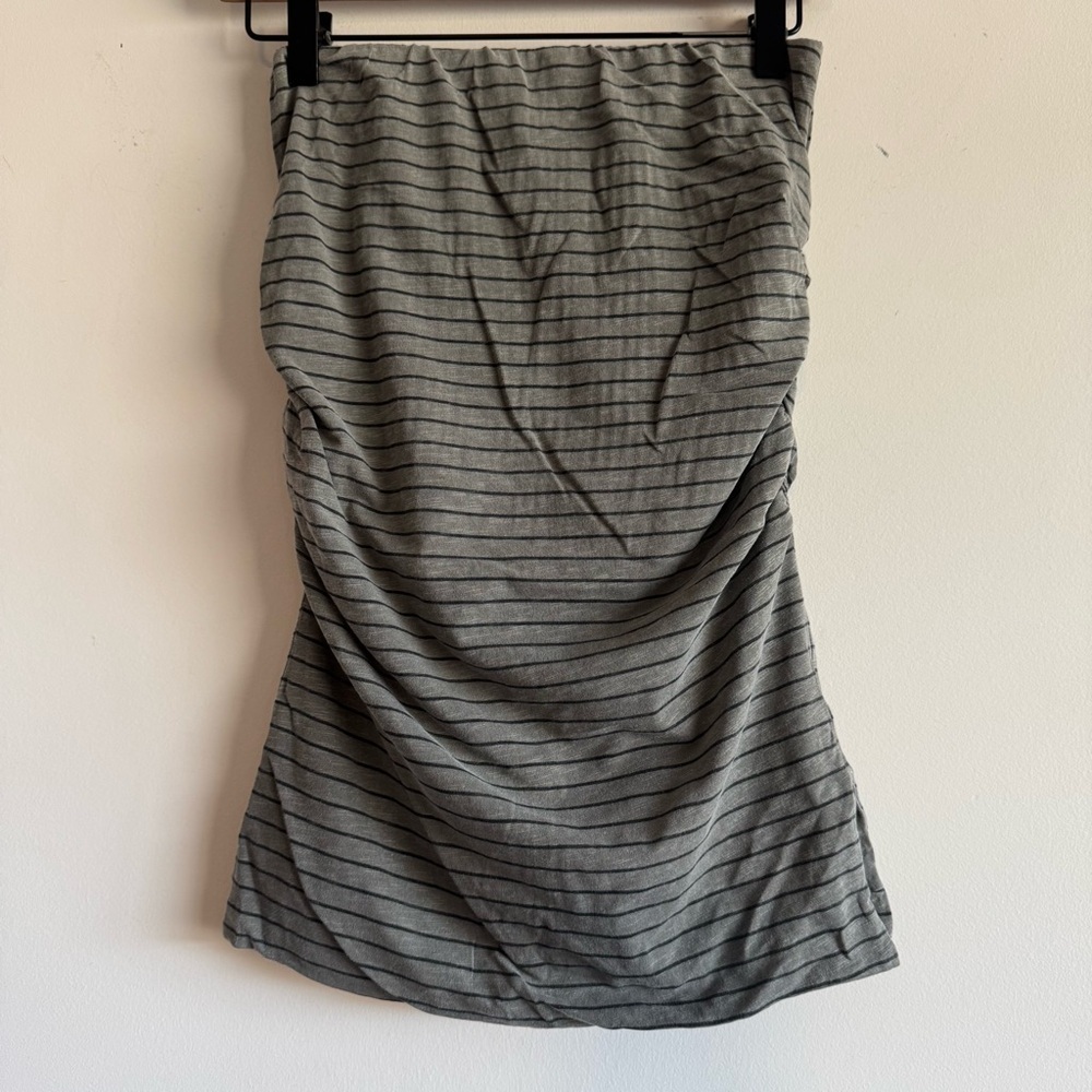 Sundry Stripe Mini Skirt with side Ruching and Slit Size 1/Small
